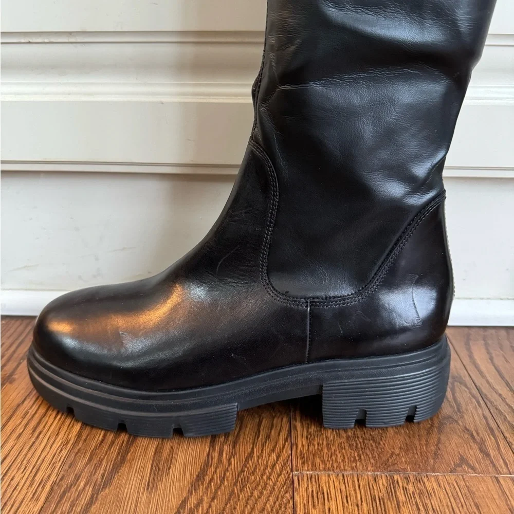 $550 PAUL GREEN Osborne Over the Knee Boot LEATHER CHUNKY BLACK
